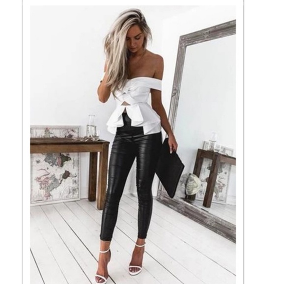 High Waisted Foux Leather Skinny Leggings Jeggings Pants - High Waisted Foux Leather Skinny Leggings